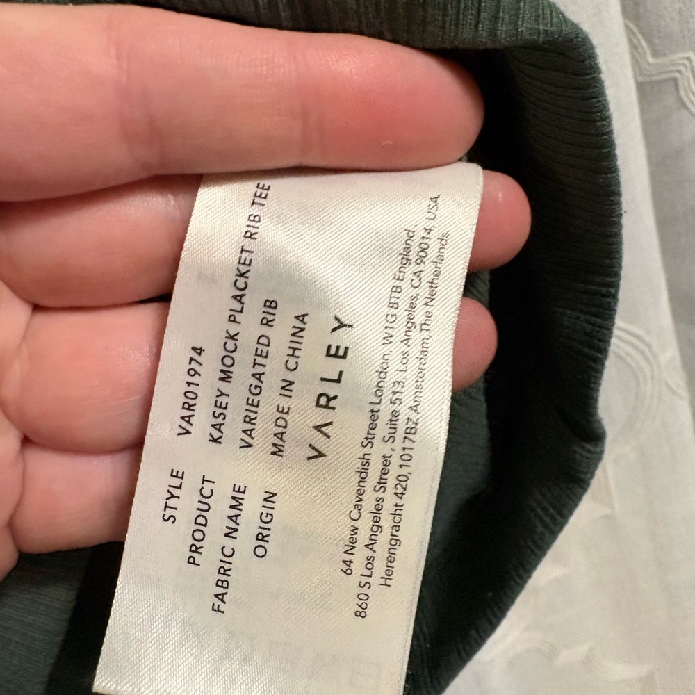 Varley Forest Green Button V-Neck Short Sleeve Top - Picture 6 of 10